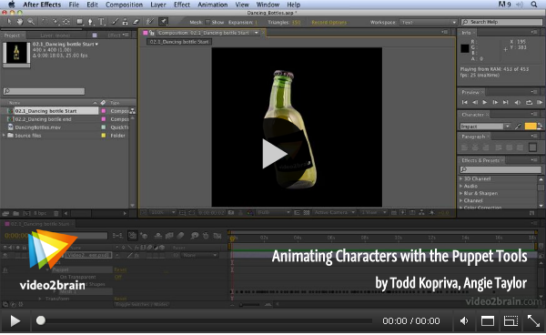 Animating characters with the puppet tool